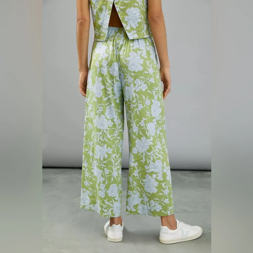 Anthropologie Maeve London Wide Leg Pants in Blue Motif XS - Picture 11 of 13